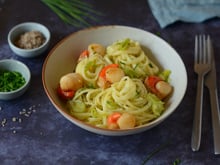 Linguines aux poireaux et à la noix de Saint-Jacques