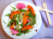 Salade de kaki Persimon, fenouil et betterave à la grenade