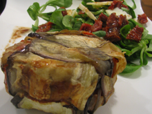 Charlottes d'aubergines et petite salade
