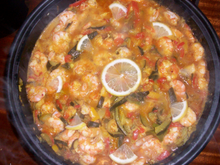 Tajine aux crevettes et petits légumes