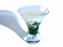 Velouté d'huîtres Marennes Oléron chaudes aromatisées au pineau des Charentes