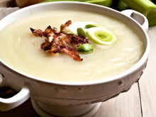 Soupe de poireaux et lardons