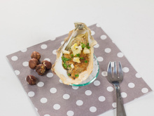 Huîtres gratinées à la chapelure de noisette et dès de pommes