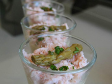 Panna cotta d'asperges et miettes de crabe