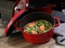 Risotto de quinoa, gambas et petits légumes