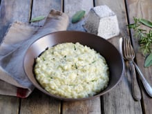 Risotto aux herbes et Pyramide de Valençay