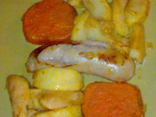 Boudins blancs aux patates douces et pommes fondantes