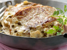 Côtes de porc sans os, crème fraîche et poivre