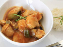 Émincé de dinde à la mangue et aux poireaux