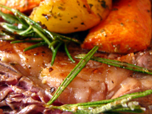 Entrecôte aux légumes rôtis