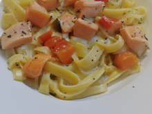 Pâtes au saumon et poivron