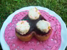 Cœurs moelleux gourmands basilic, betterave et panna cotta de surimi