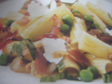 Rigatoni petits pois speck