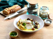 Dos de cabillaud safrané aux champignons