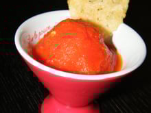 Sorbet aux poivrons et sa tuile au parmesan