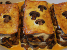 Lasagnes potiron/champignons parfumées au Roquefort