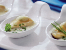 Bouchées de moules, sauce ciboulette