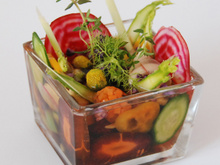 Potage Ariaké glacé aux légumes croquants citronnelle gingembre