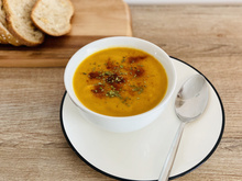 Potage carotte, courge musquée et lentilles corail