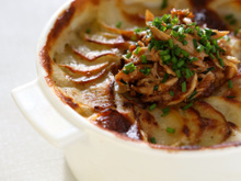 Gâteau de pomme de terre aux restes de poulet rôti
