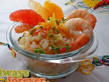 Salade fraîche aux 3 agrumes et crevettes