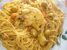 Spaghetti et sa sauce safran poulet
