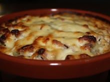 Gratin de pommes de terre, lardons et Roquefort