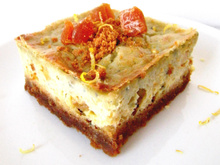 Cheescake Roquefort papillon abricot, citron et spéculoos
