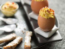 Œuf cocotte au jambon ibérique et sésame, Savora en émulsion