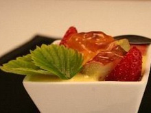 Fruits , Gelée Rosée Mam'zel An'gel au sabayon de Champagne