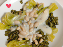 Laitue, haricots beurre, cœurs de palmier et graines germées