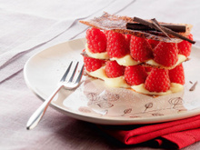 Millefeuille chocolat blanc framboises