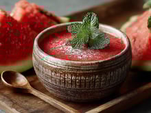 Pour le dessert, misez sur le gaspacho en version sucrée à base de fraise et de pastèque, voici la recette !