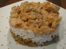 Fondue de poireaux et saumon à la moutarde au miel