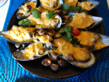 Gratin de moules au bleu