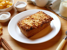 Gâteau de pain perdu, pomme et cannelle