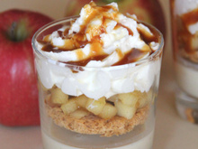 Verrine de pommes poêlées sur lit de pain d'épices