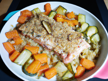 Crumble aux 2 saumons, courges et poireaux