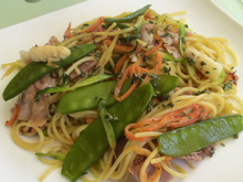 Trio de spaghettis printaniers au jambon de parme SANS GLUTEN