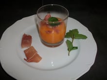 Granité de melon safrané et jambon serrano