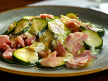 Courgettes à la crème fraiche et au jambon