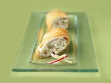 Les cannellonis de saumon fumé, granny smith et radis