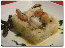 Risotto aux asperges et langoustines snackées au beurre et à l'estragon