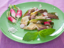 Artichauts poivrades crus, parmesan et huile d'olive bien verte