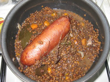 Lentilles à la saucisse de Morteau