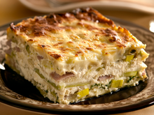 Lasagnes aux poireaux, jambon et ricotta