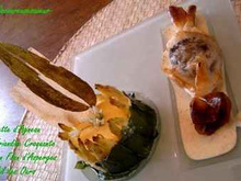 Noisette d'agneau en friandise croquante et son flan d'asperges à l'ail des Ours