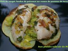 Filets de rouget, fondue de poireaux sur rosace de pommes de terre