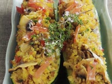 Courgettes farcies aux champignons