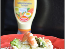Risotto aux crevettes, brocoli, parmesan à la Mayonnaise